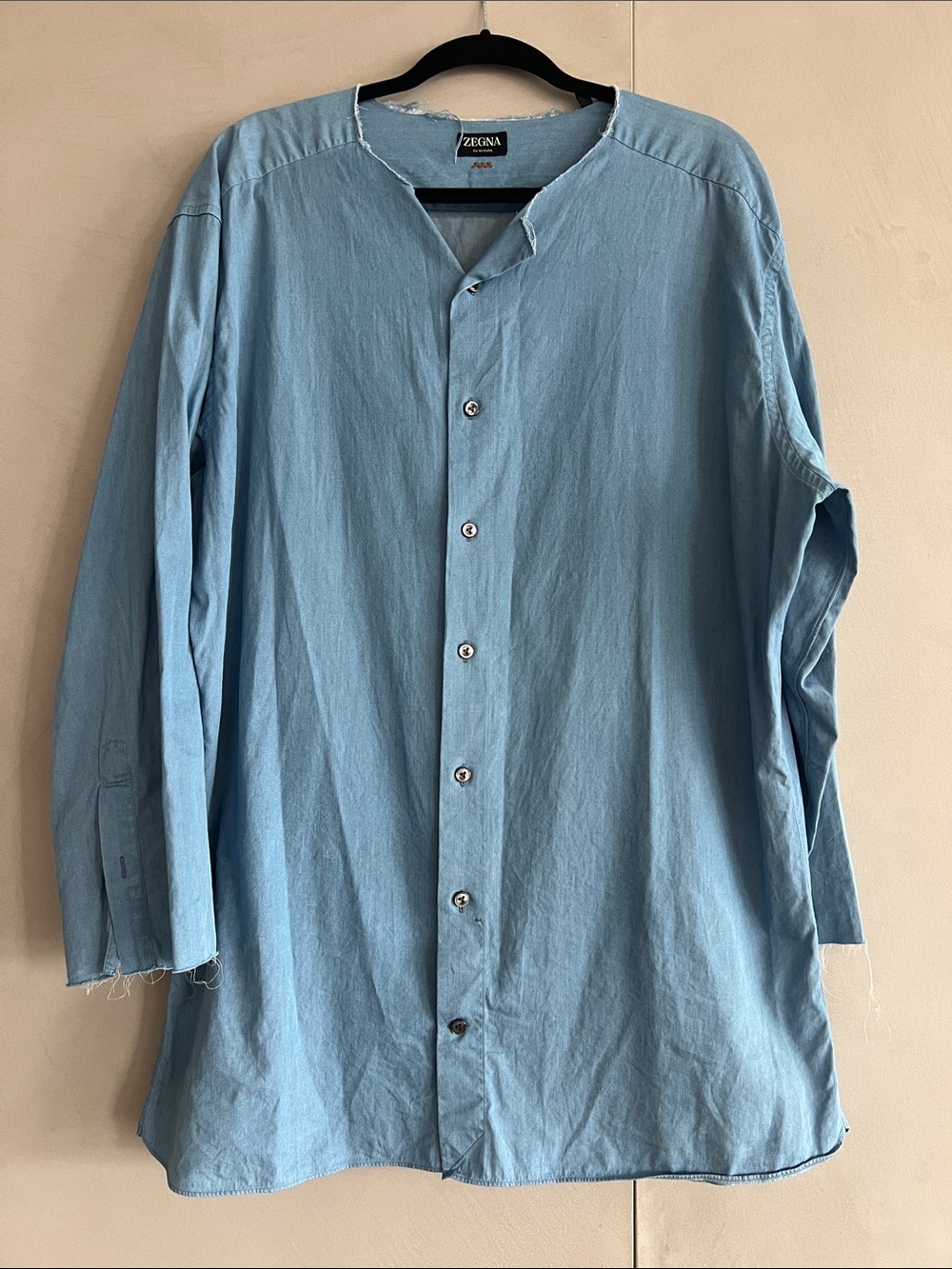 Zegna Su Misura Cotton Blue Men's Button-Front Shirt XL